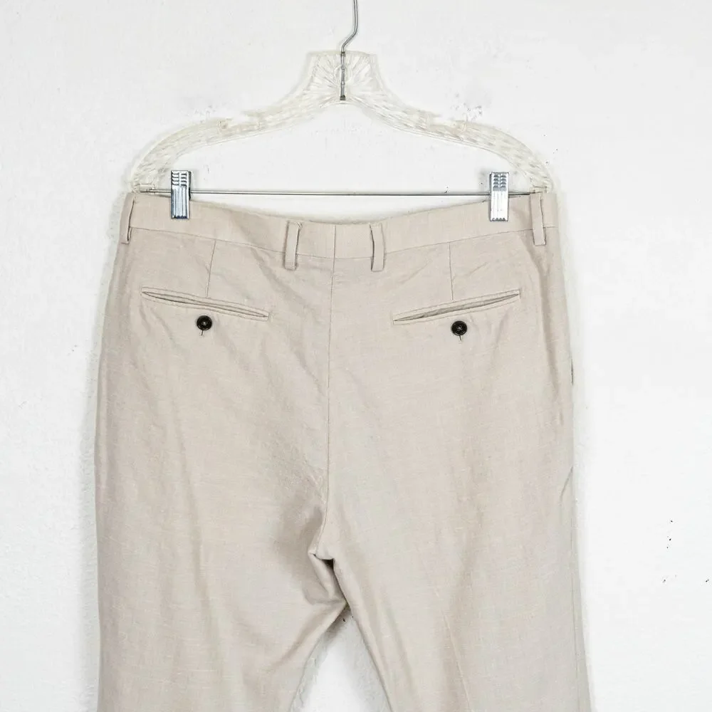 J.Crew Ludlow Slim Pleated Suit Pant Italian Wool Linen Silk 34